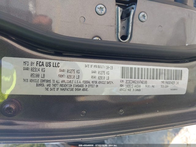 45546508 :رقم المزاد ، 2C3CCAAG1KH746109 vin ، 2019 Chrysler 300 Touring مزاد بيع