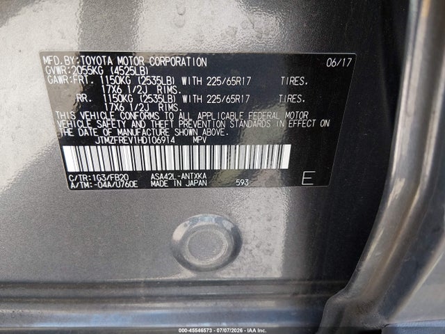 Toyota RAV4 LE 2017 JTMZFREV1HD106914 Image 9