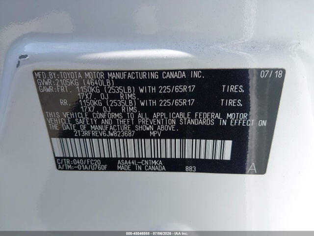 Toyota Rav4 Xle 2018 2T3RFREV6JW823687 Image 9