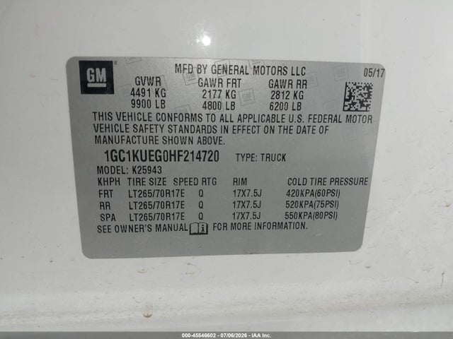 1GC1KUEG0HF214720 Chevrolet Silverado 2500hd Work Truck