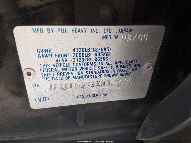 Aukcja sprzedaży 1999 Subaru Forester L, vin: JF1SF6353XH737695, numer aukcji: 45546607