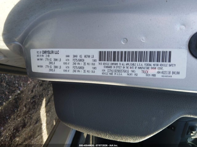 2008 Dodge Ram 1500 Slt მანქანა იყიდება აუქციონზე, vin: 1D7HU18298S576016, აუქციონის ნომერი: 45546638