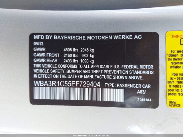 Aukcja sprzedaży 2014 Bmw 435i, vin: WBA3R1C55EF729404, numer aukcji: 45546684