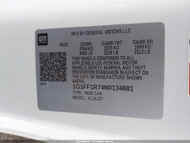1G1FF1R74N0134881 Chevrolet Camaro Rwd 1ss