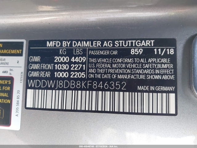 Mercedes-Benz C 300 2019 WDDWJ8DB8KF846352 Image 9