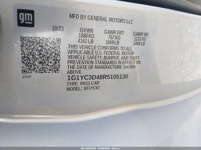 1G1YC3D48R5105130 Chevrolet Corvette Stingray Rwd 3lt