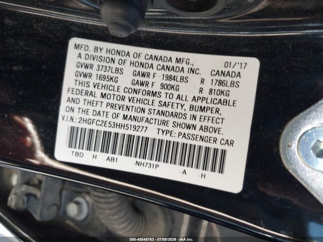 Honda Civic Lx 2017 2HGFC2E53HH519277 Image 9