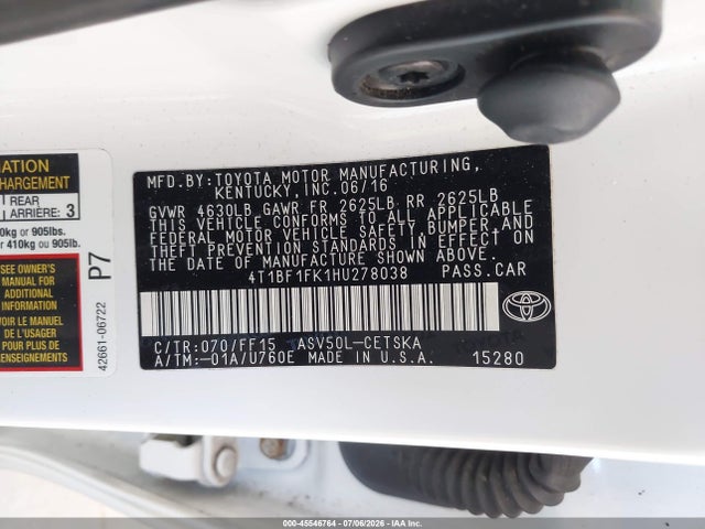Toyota CAMRY SE 2017 4T1BF1FK1HU278038 Image 9