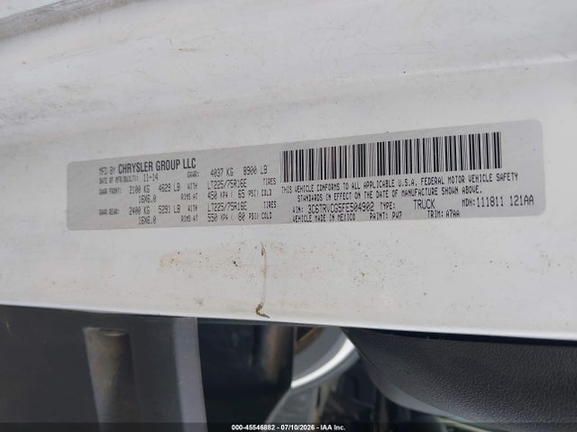 Продажа на аукционе авто 2015 Ram Promaster 2500 High Roof, vin: 3C6TRVCG5FE504902, номер лота: 45546882