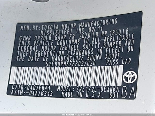 Toyota COROLLA LE 2014 5YFBURHE7EP097020 Image 9