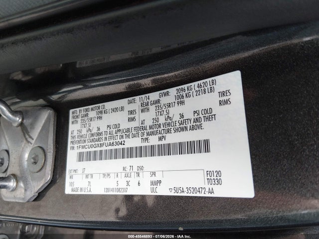 Auction sale of the 2015 Ford Escape Se, vin: 1FMCU0GX8FUA63042, lot number: 45546893