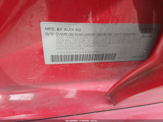 Aukcja sprzedaży 2011 Audi S4 3.0 Premium Plus, vin: WAUDGAFL5BA062895, numer aukcji: 45546900
