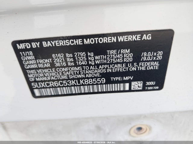 BMW X5 Xdrive40i 2019 5UXCR6C53KLK88559 Image 9