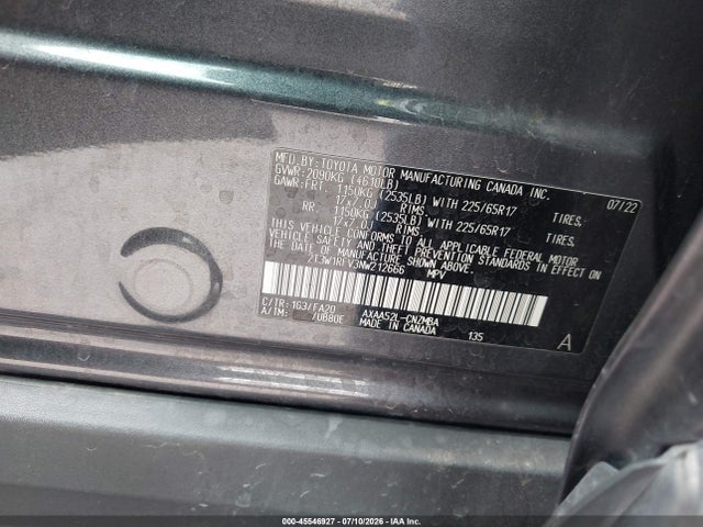 2022 Toyota Rav4 Xle მანქანა იყიდება აუქციონზე, vin: 2T3W1RFV3NW212666, აუქციონის ნომერი: 45546927