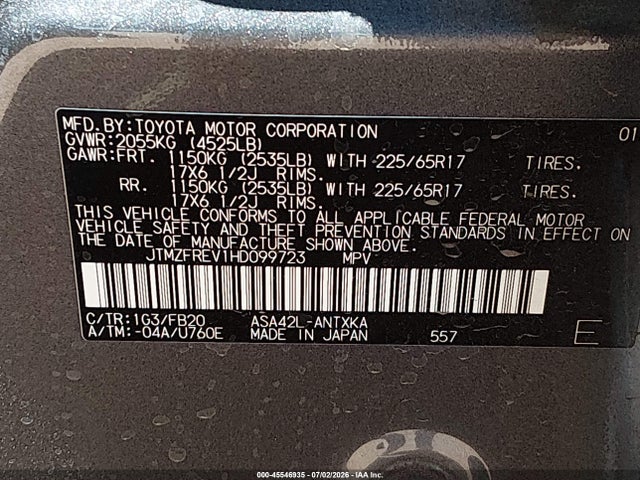 Toyota RAV4 LE 2017 JTMZFREV1HD099723 Image 9
