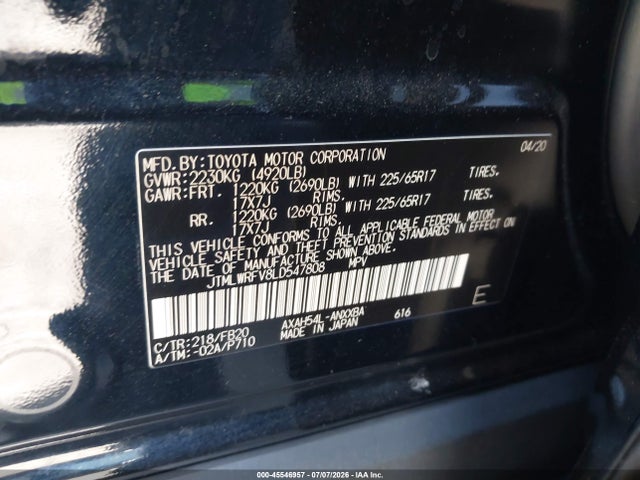 Toyota Rav4 Hybrid Le 2020 JTMLWRFV8LD547808 Image 9