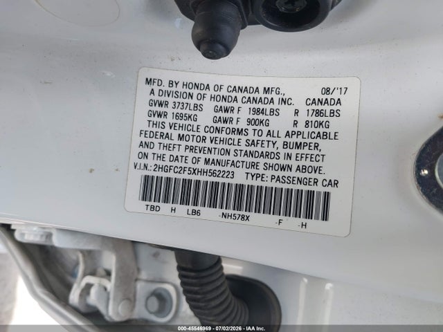Honda Civic Lx 2017 2HGFC2F5XHH562223 Image 9