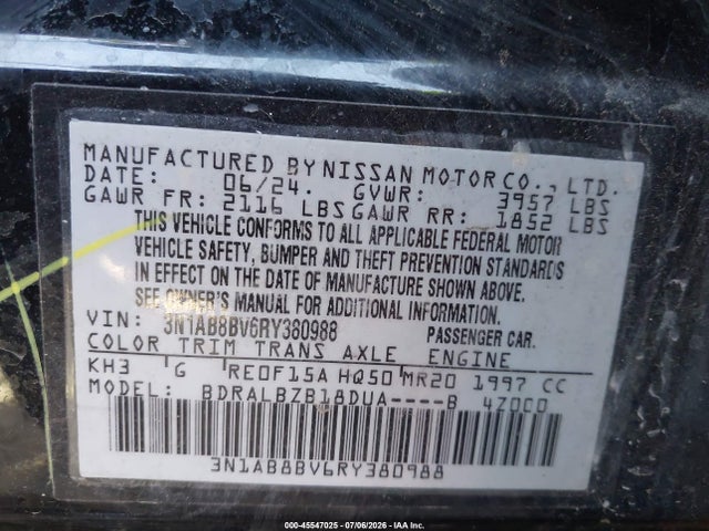 3N1AB8BV6RY380988 Nissan Sentra S Xtronic Cvt