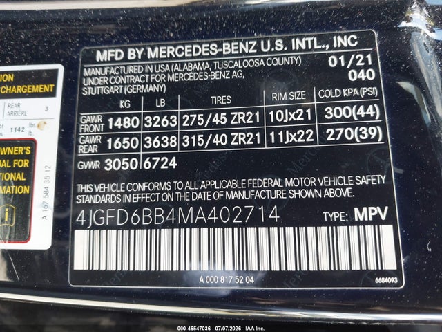 4JGFD6BB4MA402714 Mercedes-Benz Amg Gle 53 Coupe 4matic