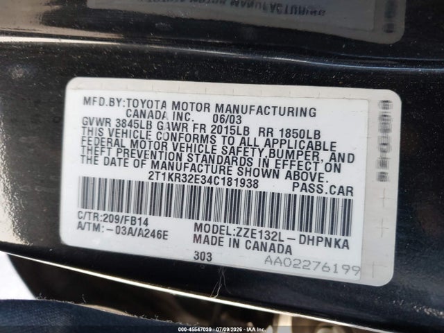 Продаж на аукціоні авто 2004 Toyota Matrix Xr, vin: 2T1KR32E34C181938, номер лоту: 45547039
