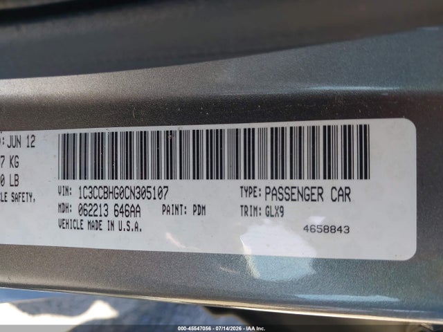 Продаж на аукціоні авто 2012 Chrysler 200 S, vin: 1C3CCBHG0CN305107, номер лоту: 45547056
