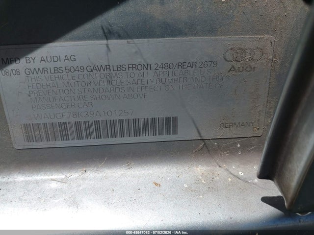 Aukcja sprzedaży 2009 Audi A4 2.0t Avant, vin: WAUGF78K39A101257, numer aukcji: 45547062