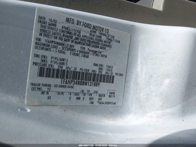 Aukcja sprzedaży 2008 Ford Focus S, vin: 1FAHP34N88W131889, numer aukcji: 45547108