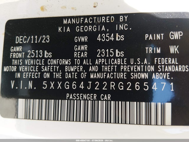 5XXG64J22RG265471 KIA K5 Gt-line
