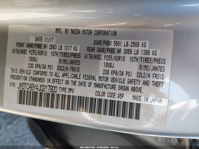 Mazda CX-9 SPORT 2018 JM3TCABY4J0217900 Image 9