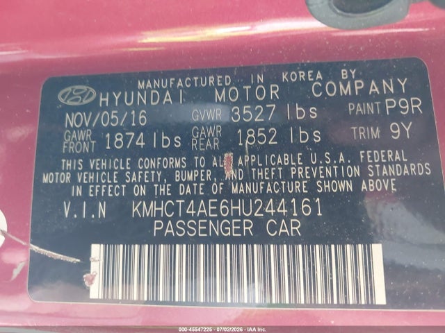 Hyundai ACCENT SE 2017 KMHCT4AE6HU244161 Image 9