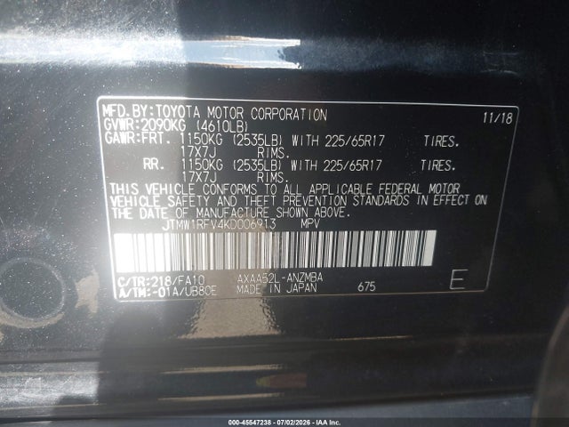 Toyota Rav4 Xle 2019 JTMW1RFV4KD006913 Image 9
