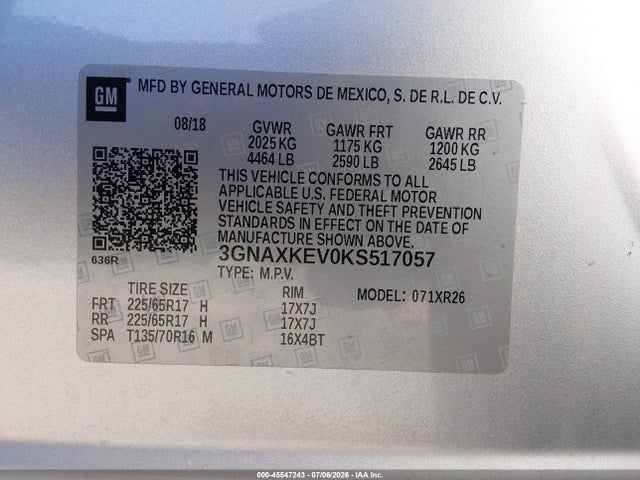Chevrolet EQUINOX LT 2019 3GNAXKEV0KS517057 Image 9