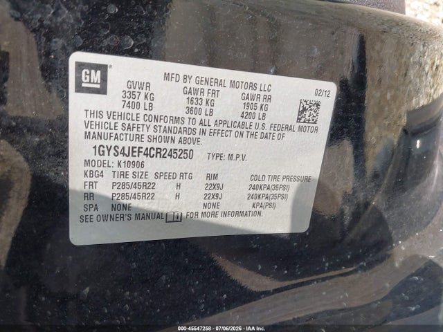 Aukcja sprzedaży 2012 Cadillac Escalade Esv Premium, vin: 1GYS4JEF4CR245250, numer aukcji: 45547258