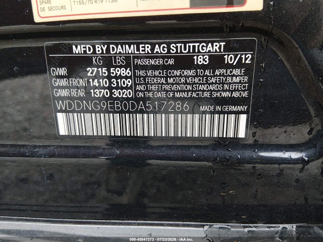 Aukcja sprzedaży 2013 Mercedes-benz S 550 4matic, vin: WDDNG9EB0DA517286, numer aukcji: 45547273