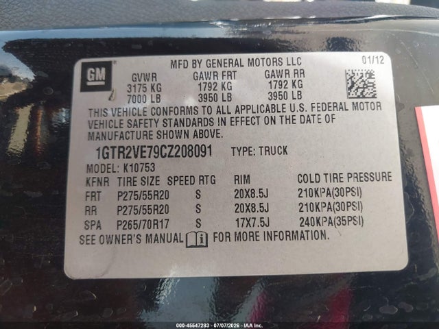 2012 Gmc Sierra 1500 Sle მანქანა იყიდება აუქციონზე, vin: 1GTR2VE79CZ208091, აუქციონის ნომერი: 45547283