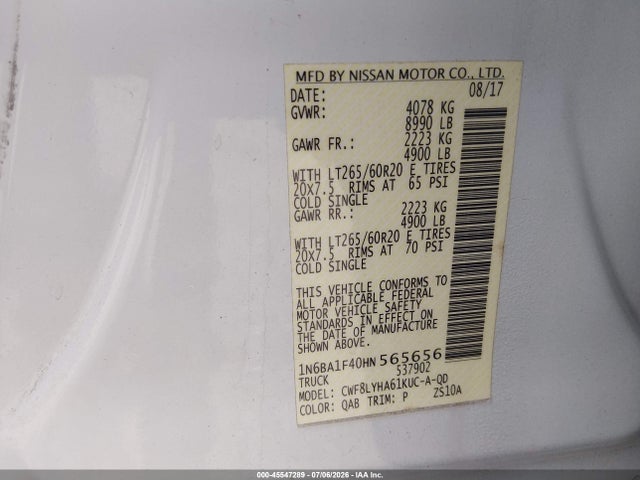 1N6BA1F40HN565656 Nissan Titan Xd Platinum Reserve Diesel