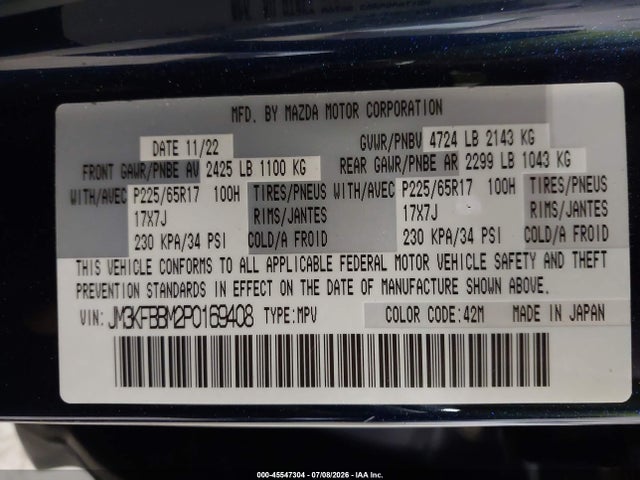 Продажа на аукционе авто 2023 Mazda Cx-5 2.5 S Select, vin: JM3KFBBM2P0169408, номер лота: 45547304