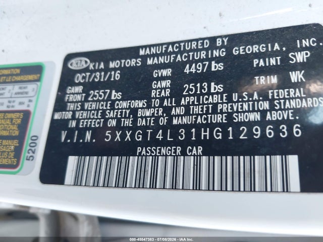 KIA Optima Lx 2017 5XXGT4L31HG129636 Image 9
