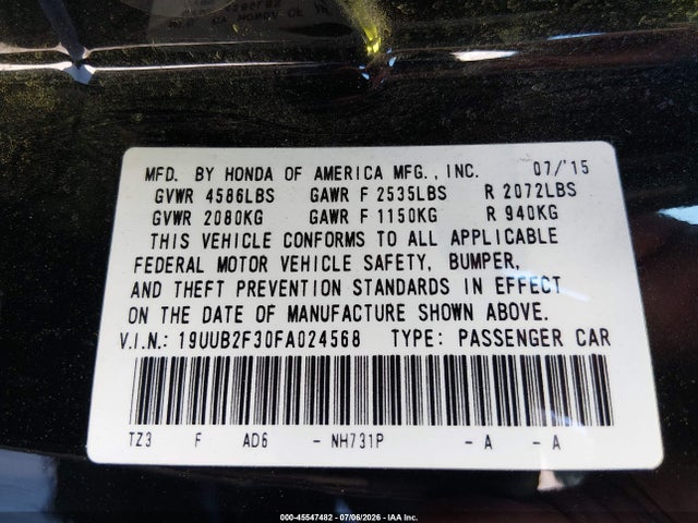 Aukcja sprzedaży 2015 Acura Tlx V6, vin: 19UUB2F30FA024568, numer aukcji: 45547482