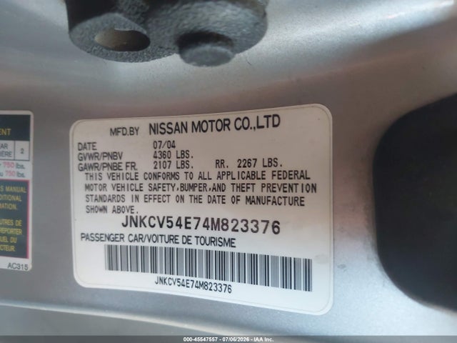 Продажа на аукционе авто 2004 Infiniti G35, vin: JNKCV54E74M823376, номер лота: 45547557