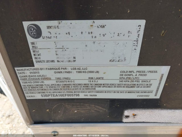 Trailex Enclosed Trailer 10 2014 53BPTEA16EF005798 Image 9
