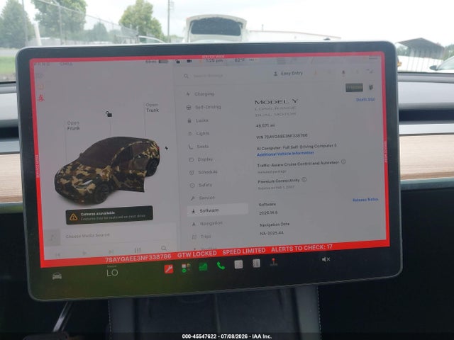 45547622 :رقم المزاد ، 7SAYGAEE3NF338786 vin ، 2022 Tesla Model Y Long Range Dual Motor All-wheel Drive مزاد بيع