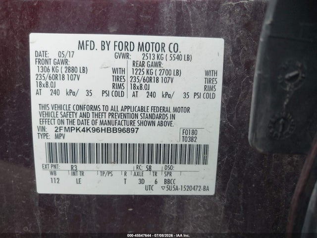 2FMPK4K96HBB96897 Ford Edge Titanium