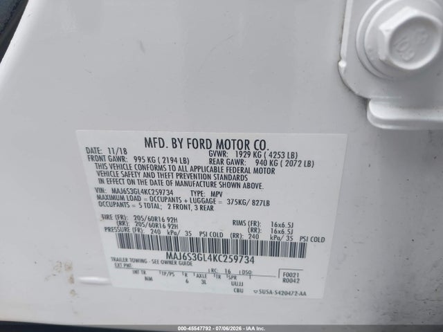 Ford Ecosport Se 2019 MAJ6S3GL4KC259734 Image 9