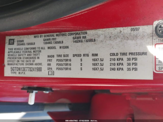 Продаж на аукціоні авто 2007 Hummer H3 Suv, vin: 5GTDN13E778241980, номер лоту: 45547862