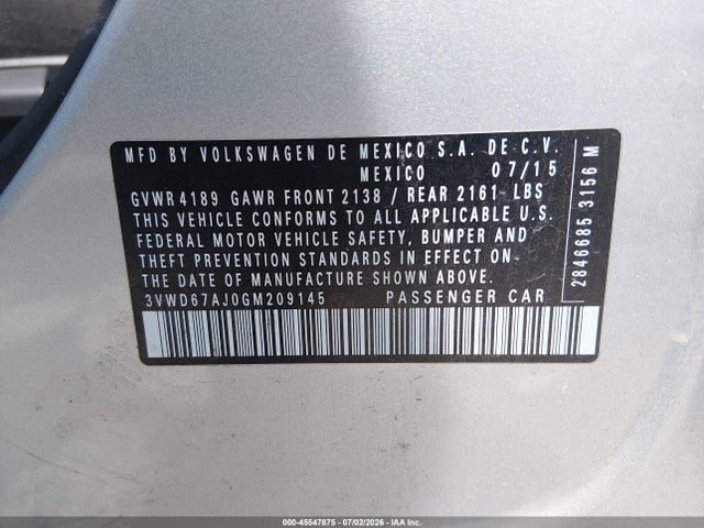 Продаж на аукціоні авто 2016 Volkswagen Jetta 1.4t Se, vin: 3VWD67AJ0GM209145, номер лоту: 45547875