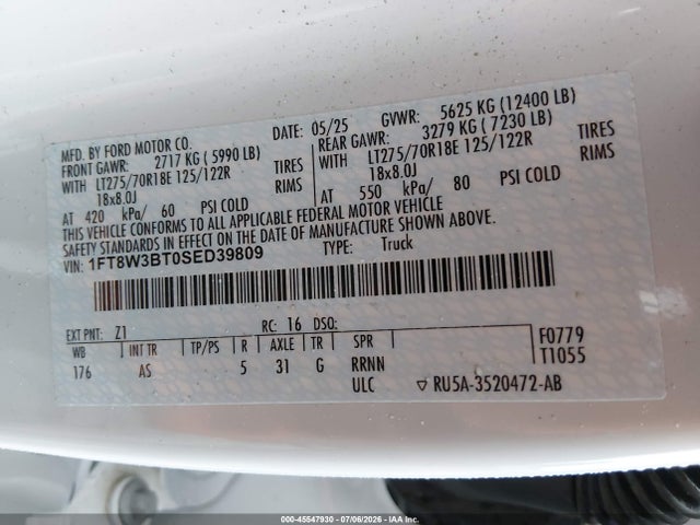 Ford F-350 Xl 2025 1FT8W3BT0SED39809 Image 8