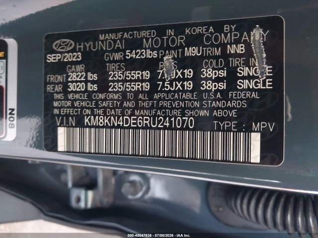 Auction sale of the 2024 Hyundai Ioniq 5 Sel, vin: KM8KN4DE6RU241070, lot number: 45547936