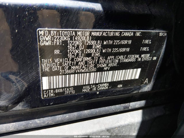 2024 Toyota Rav4 Hybrid Xle Premium მანქანა იყიდება აუქციონზე, vin: 2T3B6RFV4RW082080, აუქციონის ნომერი: 45548050