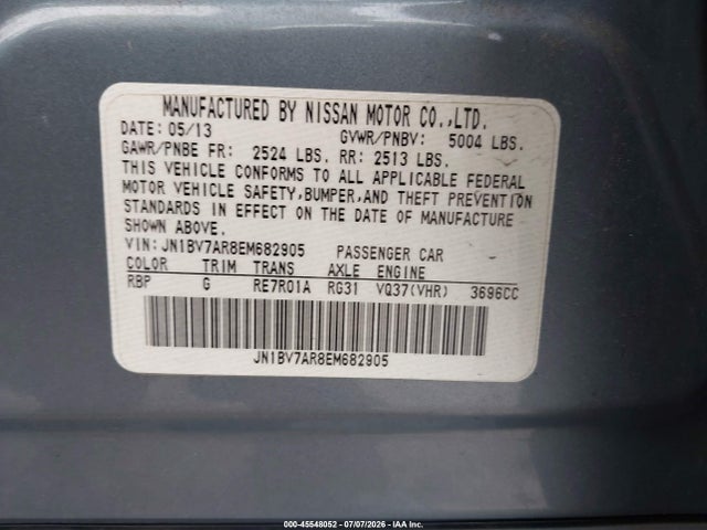 Продаж на аукціоні авто 2014 Infiniti Q50 Premium, vin: JN1BV7AR8EM682905, номер лоту: 45548052